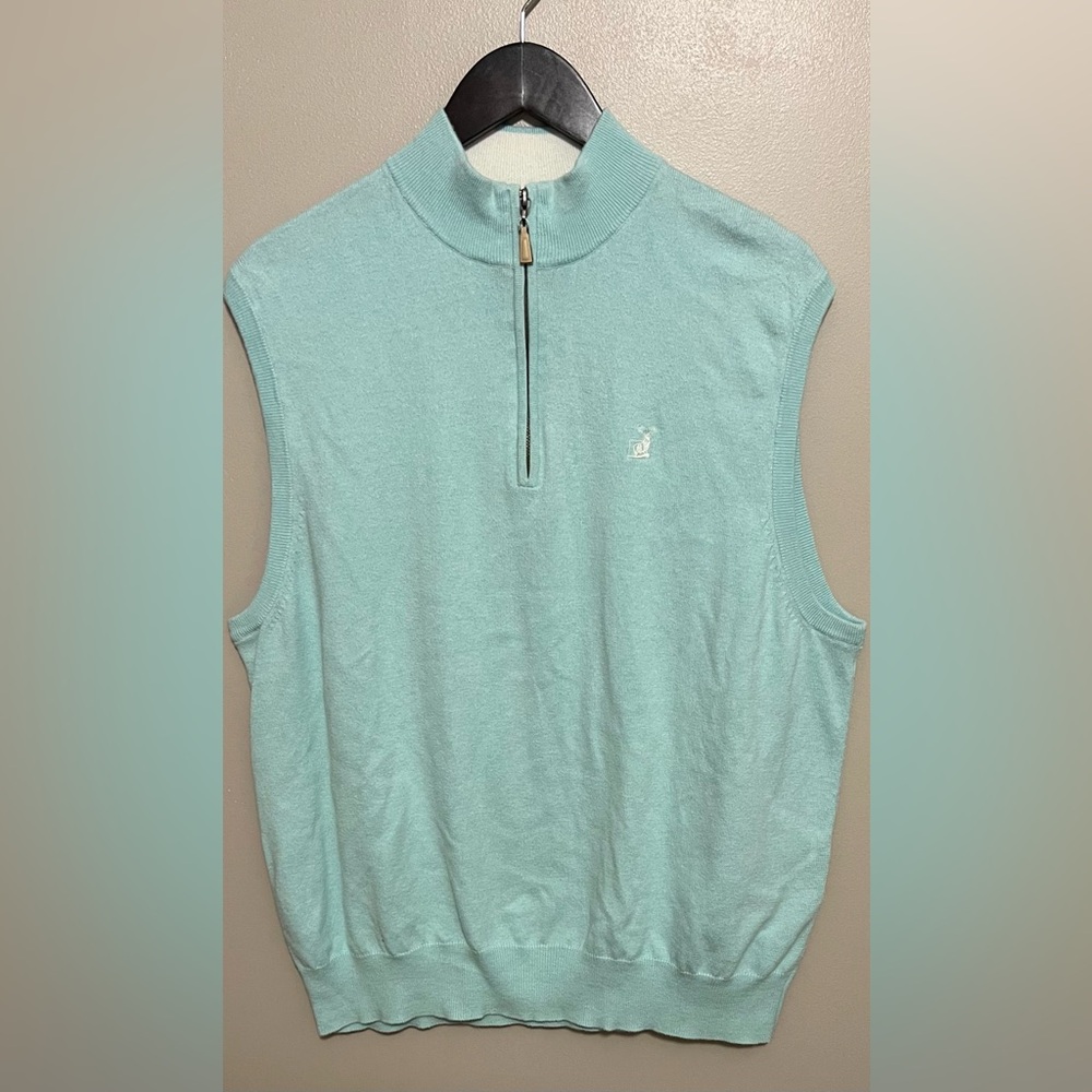 Peter Millar Mens XL Quarter Zip Golf Vest Cotton Cashmere Blend Quiet Luxury